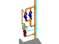 Detalhe das válvulas redutoras de pressão do sistema de Sprinkler